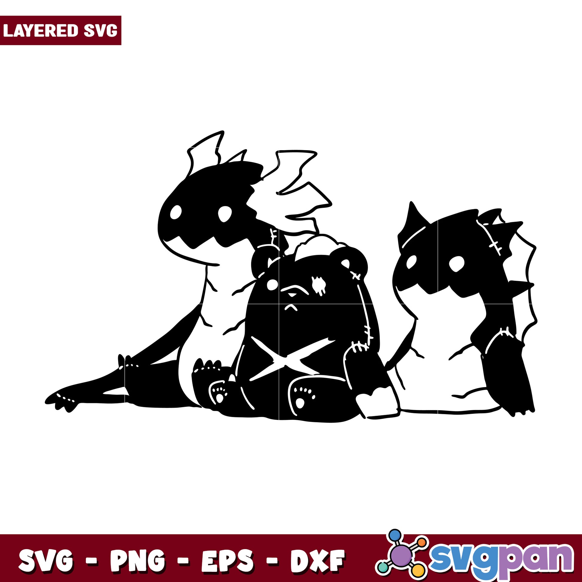 Cute kaisel tank and jima illustration svg, solo leveling toys svg, solo leveling anime svg
