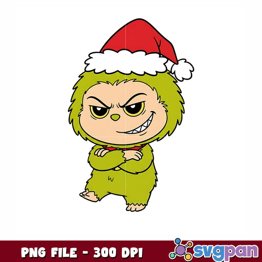 Cute labubu grinch png, christmnas tree png, christmas season png