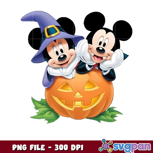 Cute mickey and minnie pumpkin png, halloween decor png, halloween pumpkin png