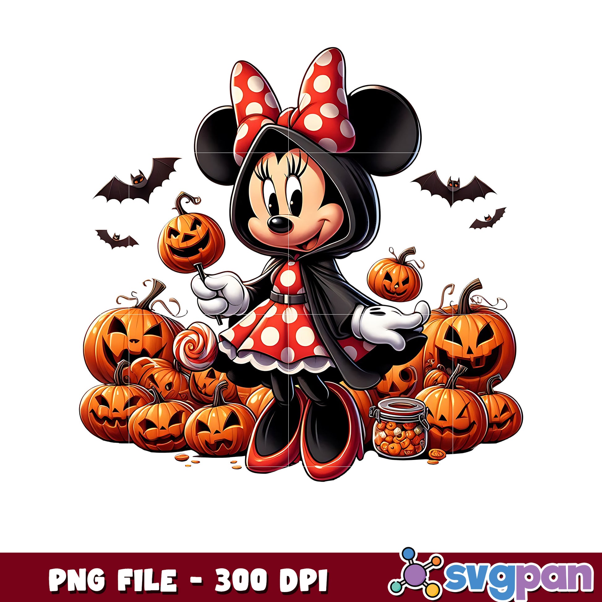Cute minnie mouse png, spooky season png, halloween cartoons png
