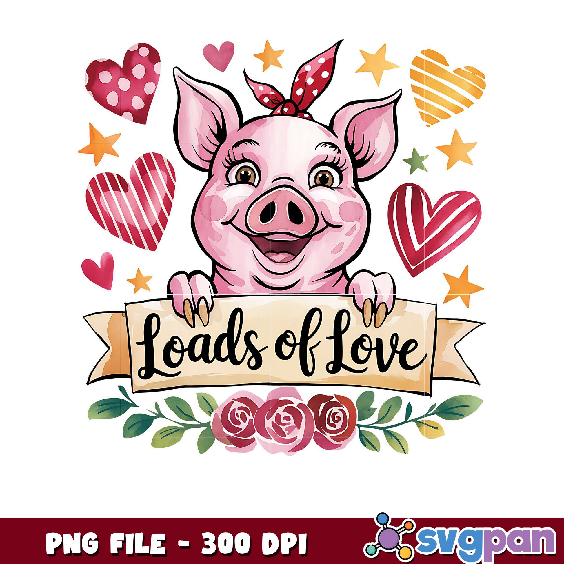 Cute pig illustration, perfect for love themed decor