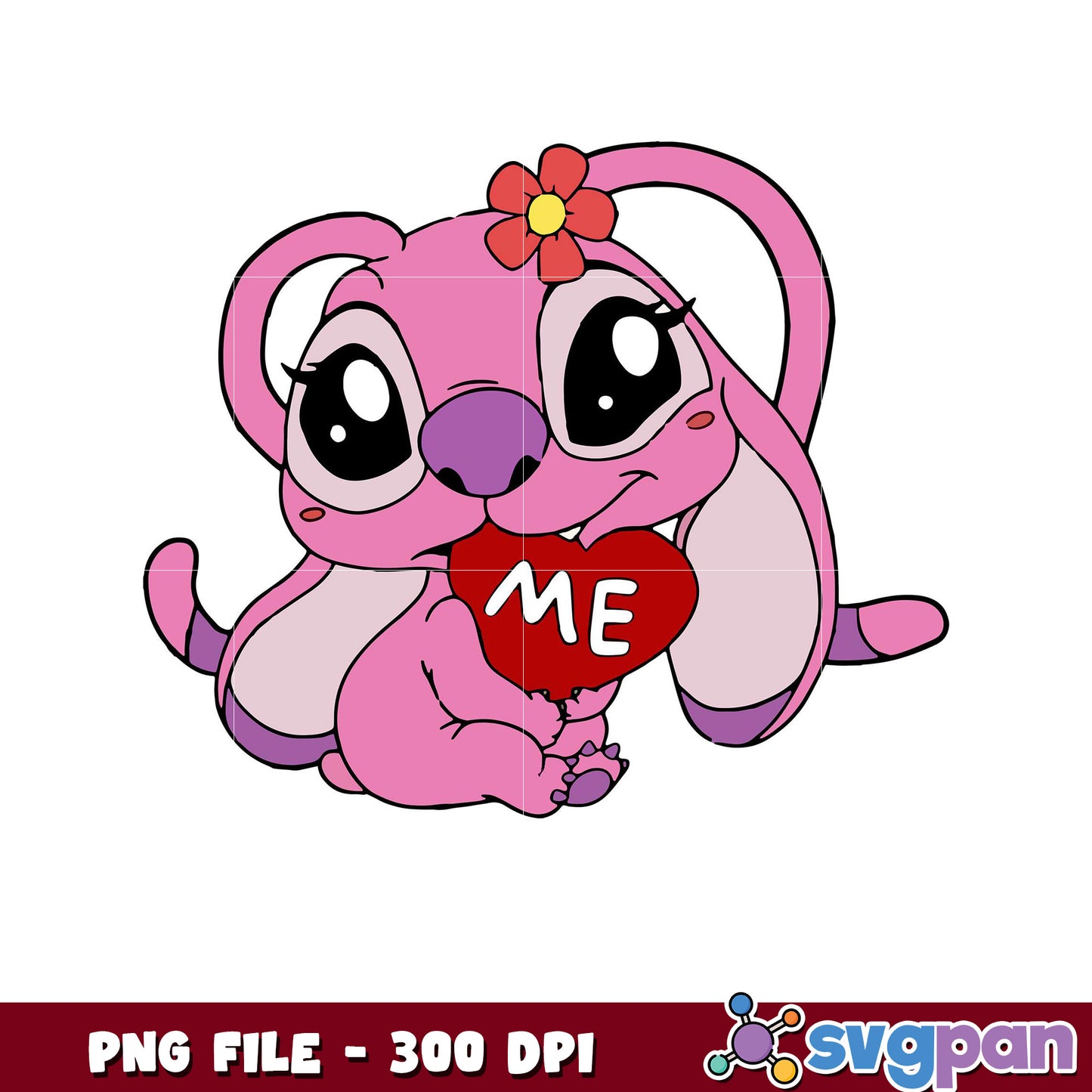 Cute pink bunny with heart design, perfect for crafts