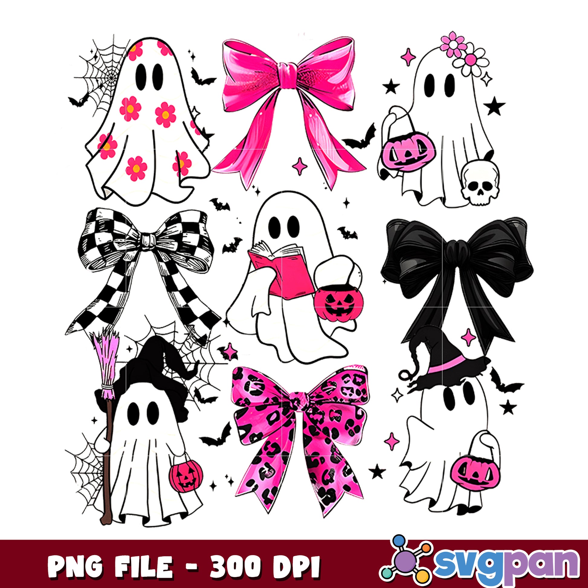 Cute pink ghost png, halloween pumpkin​​ png, halloween​ songs png