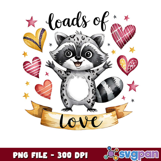 Cute raccoon graphic design, perfect for Valentine's Day gifts