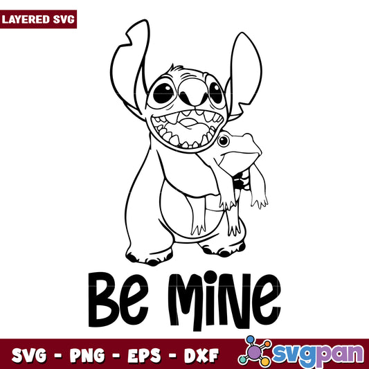Cute stitch and frog be mine svg, cute stitch svg, lilo and stitch movie svg