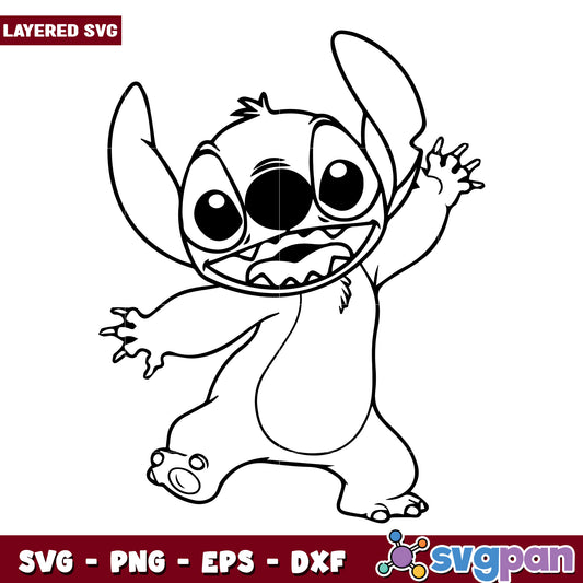 Cute stitch say hi illustration svg, cute stitch svg, lilo and stitch movie png