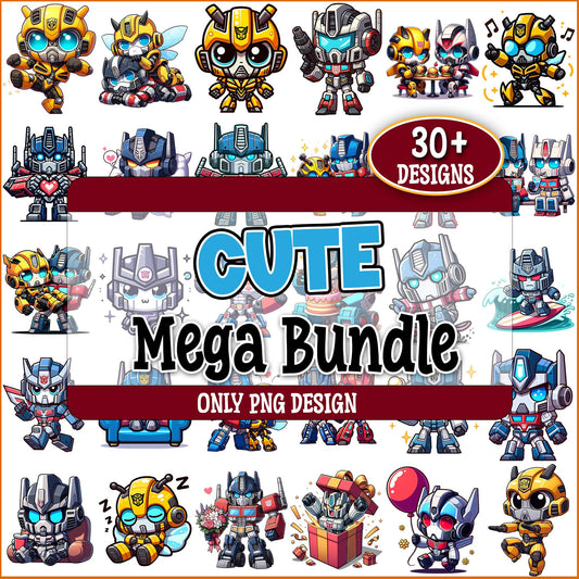 Cute transformers png bundle