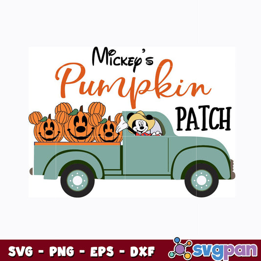Mickey's pumpkin patch haze green truck halloween svg
