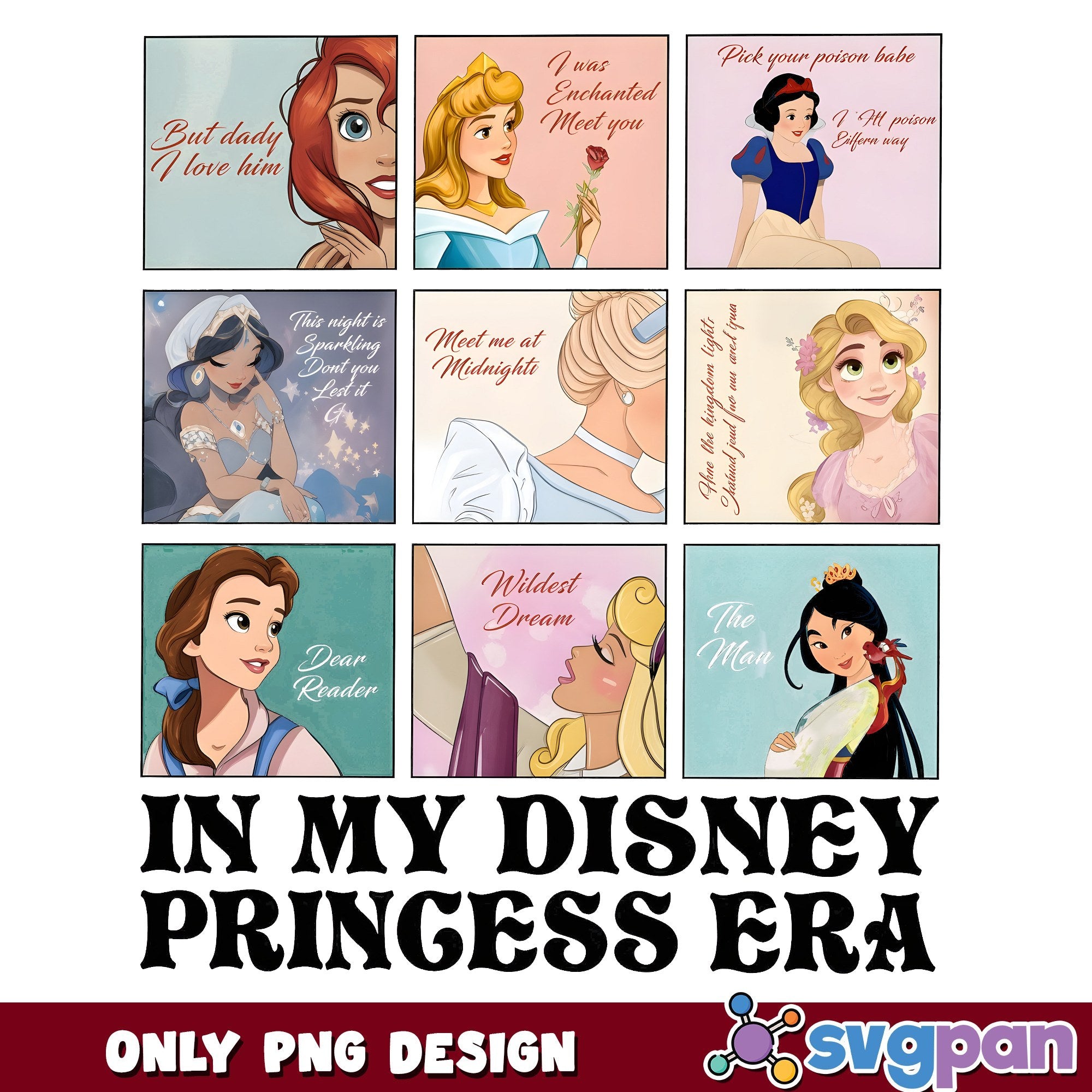 In My Disney Princess Era Quote Tiles PNG, Princess Era PNG – svgpan