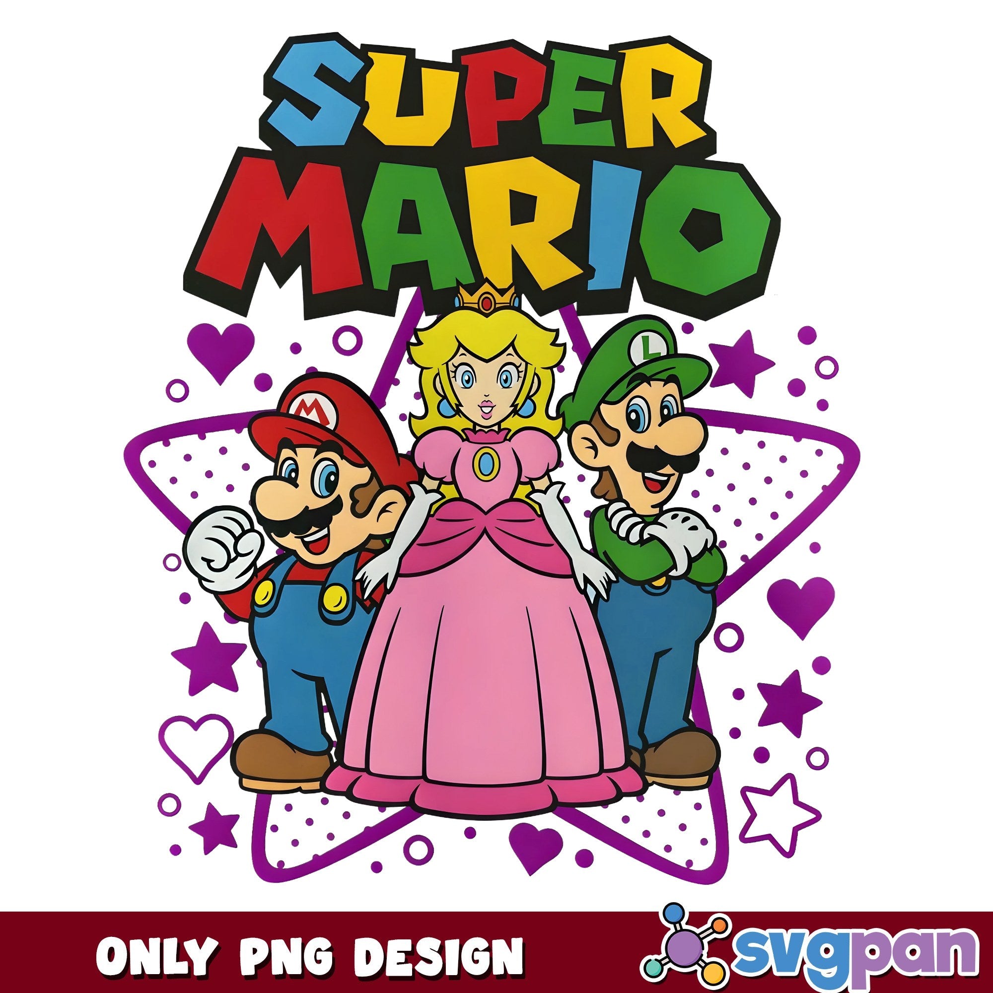Super Mario Peach Luigi Star PNG, Mario Bros PNG, Hearts PNG – svgpan