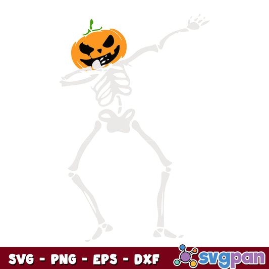 Dabbing Skeleton Pumpkin Halloween svg