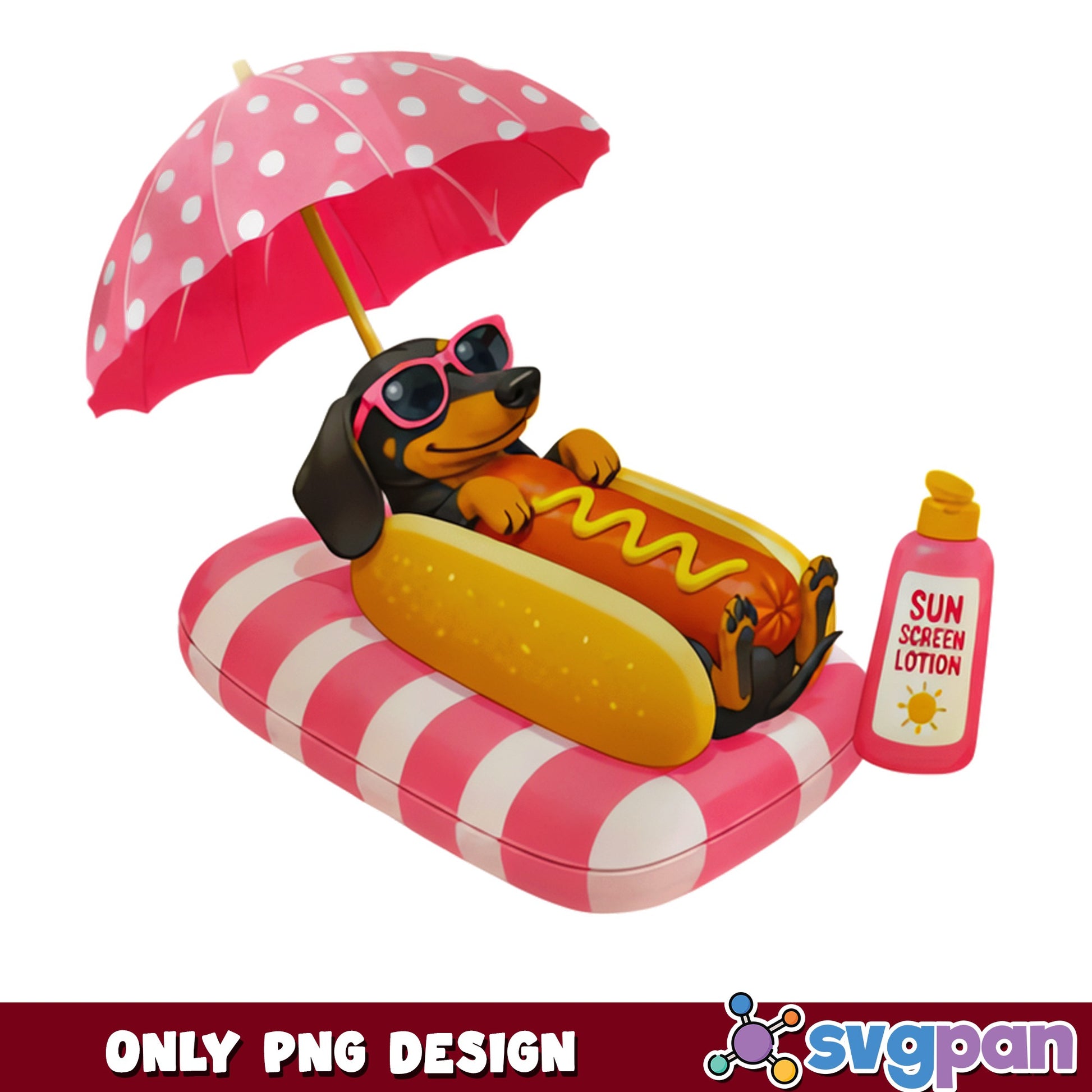 Dachshund Summer Beach PNG, Hot Dog Funny Dog PNG, Summer PNG