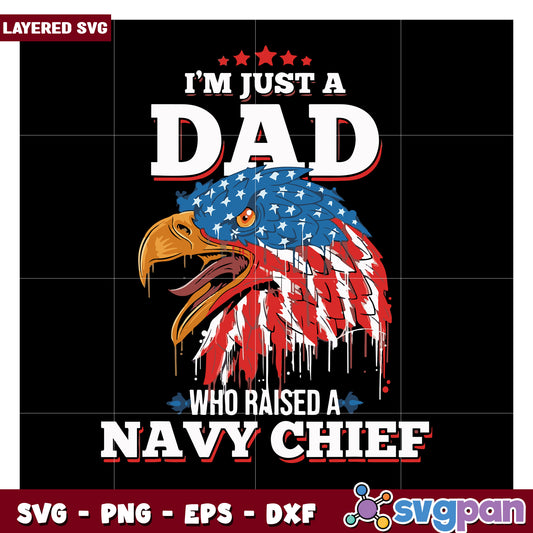 Dad Svg Illustration of Eagle with American Flag, Perfect for Navy Chief Gifts