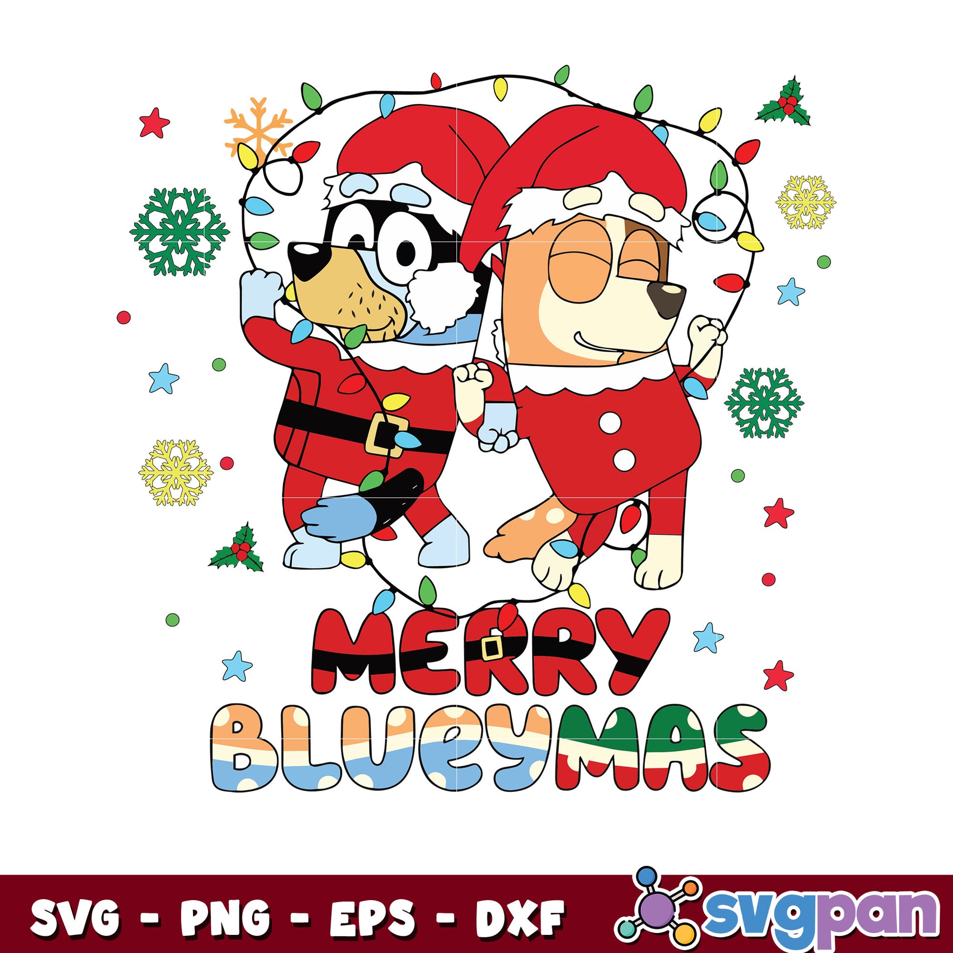 Dad and bingo merry bluey mas svg, bluey christmas svg, lights christmas svg