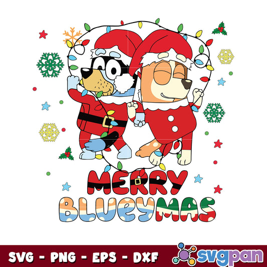 Dad and bingo merry bluey mas svg, bluey christmas svg, lights christmas svg