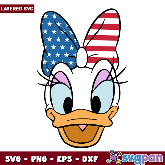Daisy Duck USA Flag Bow SVG
