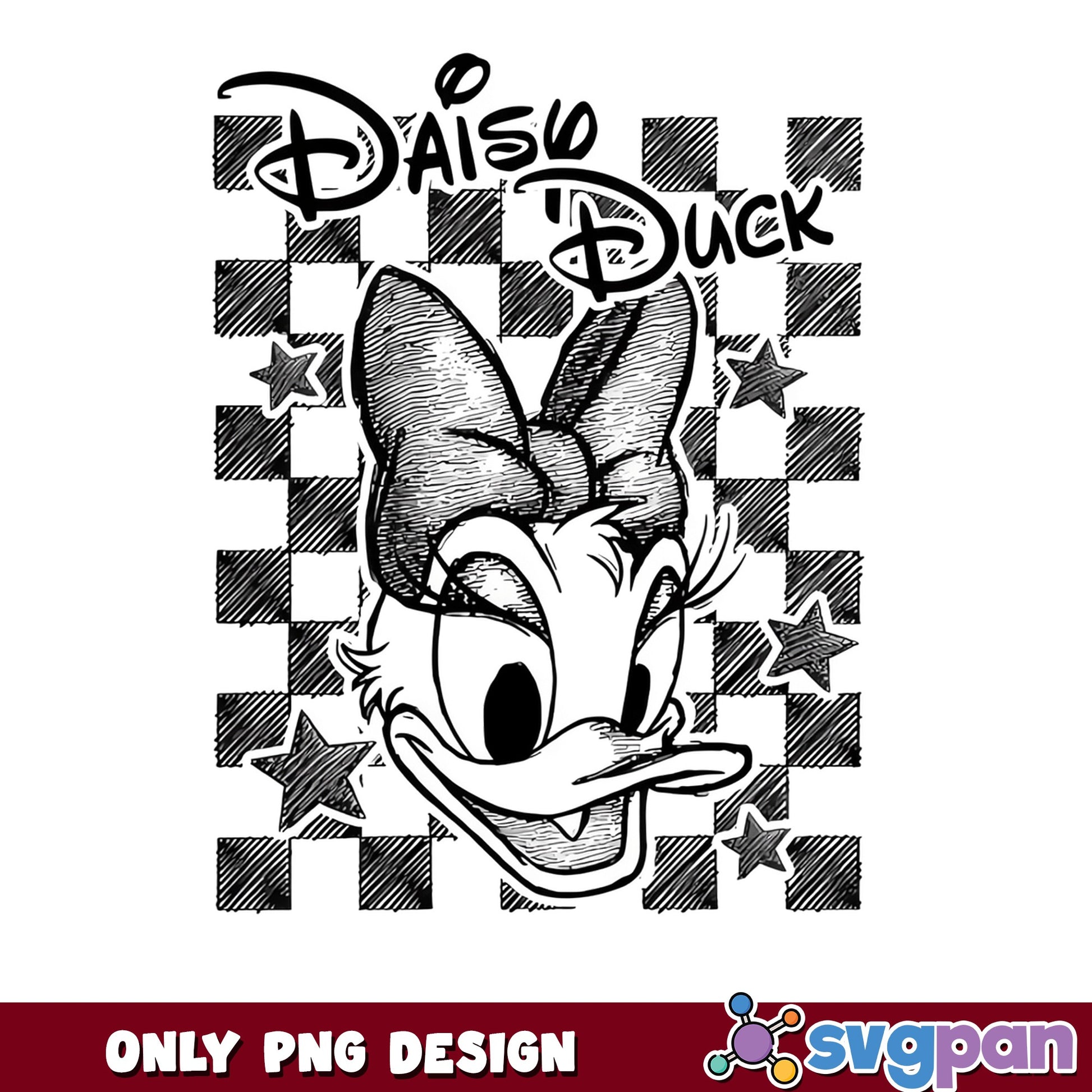 Daisy Duck Checkered PNG, Disney Duck PNG, Retro Disney PNG