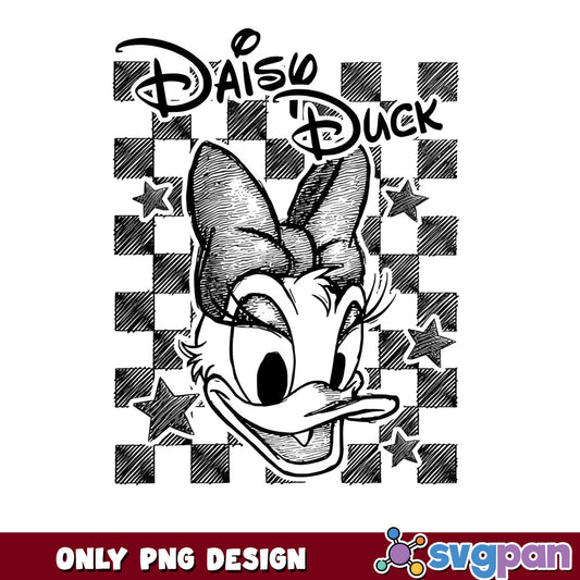 Daisy Duck Checkered PNG, Disney Duck PNG, Retro Disney PNG