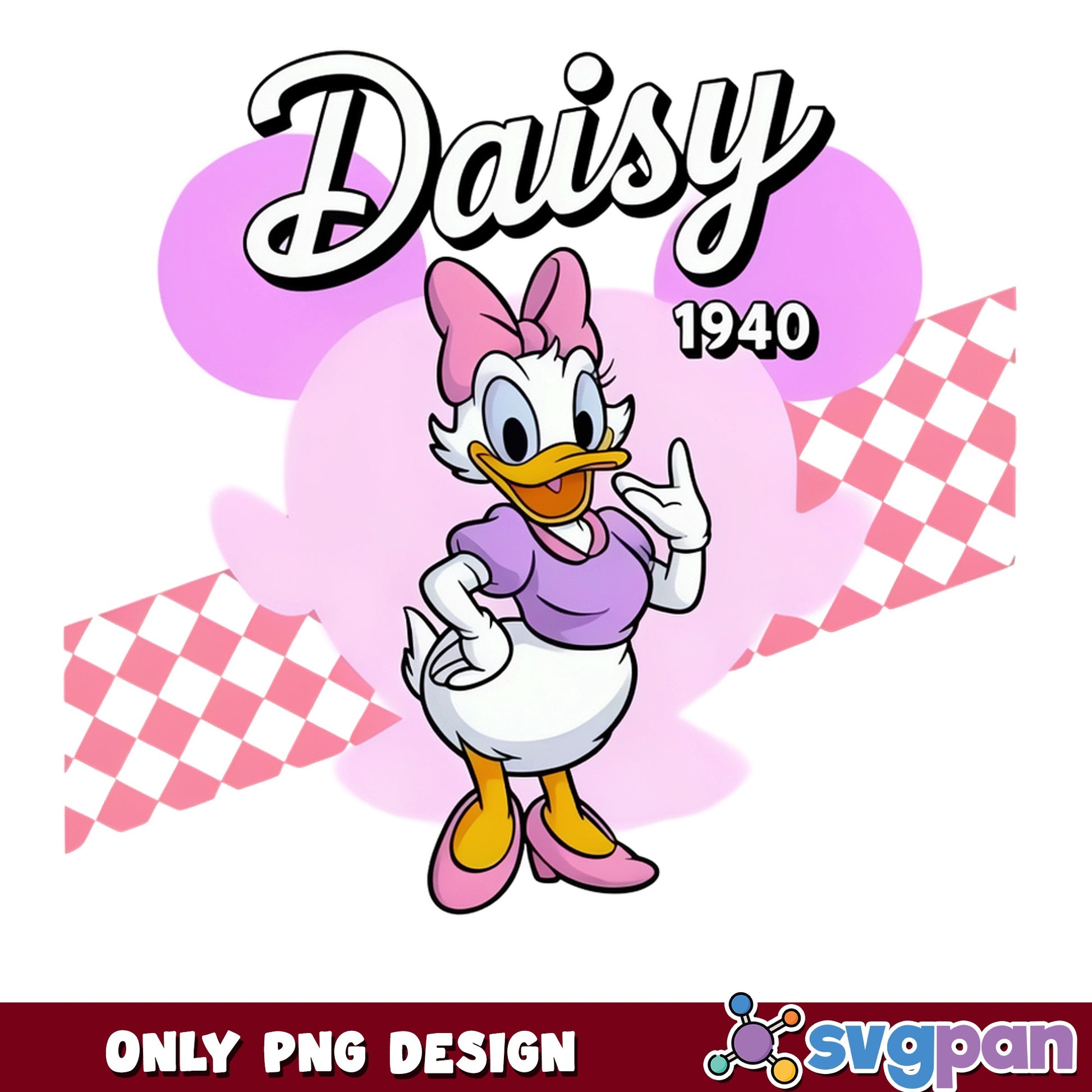 Daisy Duck Disney PNG, Retro Daisy Duck 1940, Disney PNG