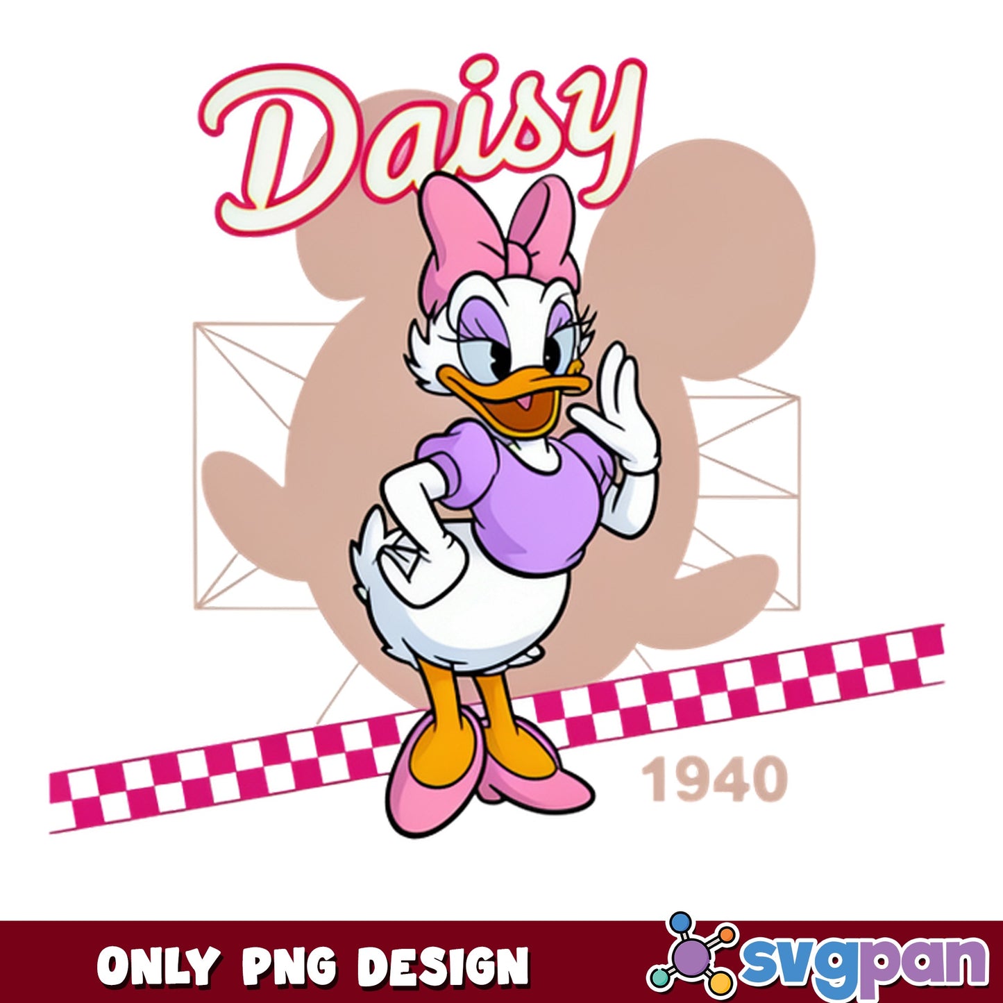 Daisy Duck Disney Retro 1940 PNG, Disney Duck PNG, Cute Disney PNG