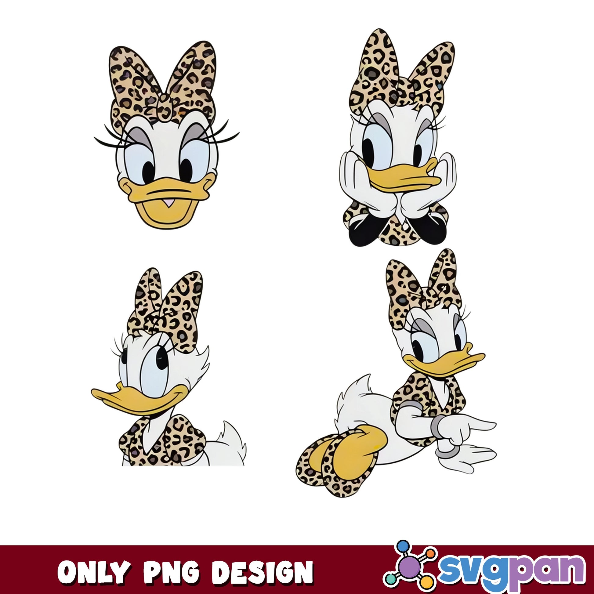 Daisy Duck Leopard PNG Bundle, Disney Duck PNG, Cheetah Print PNG