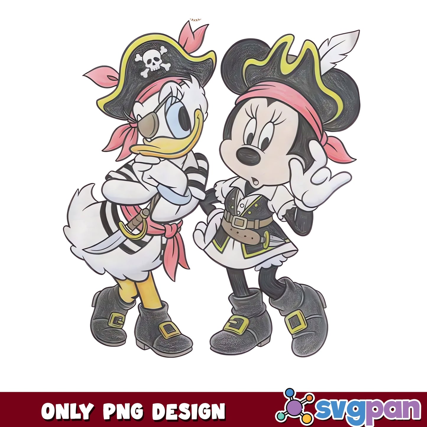 Daisy Duck Minnie Mouse Pirate PNG, Disney Pirate PNG, Halloween PNG