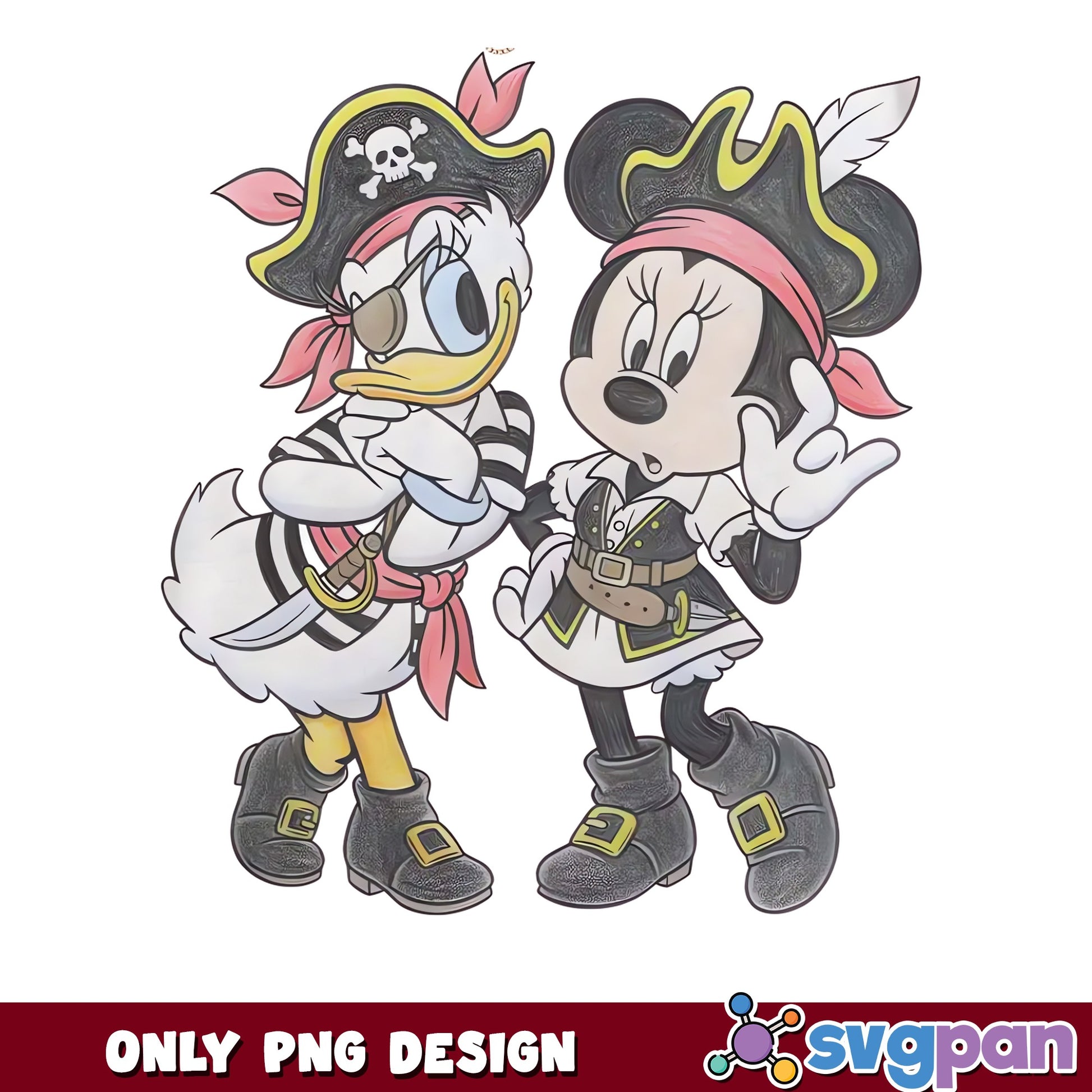 Daisy Duck Minnie Mouse Pirate PNG, Disney Pirate PNG, Halloween PNG