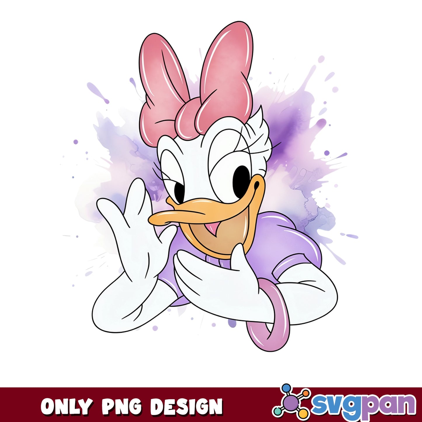 Daisy Duck Watercolor PNG, Disney Duck PNG, Cute Disney PNG