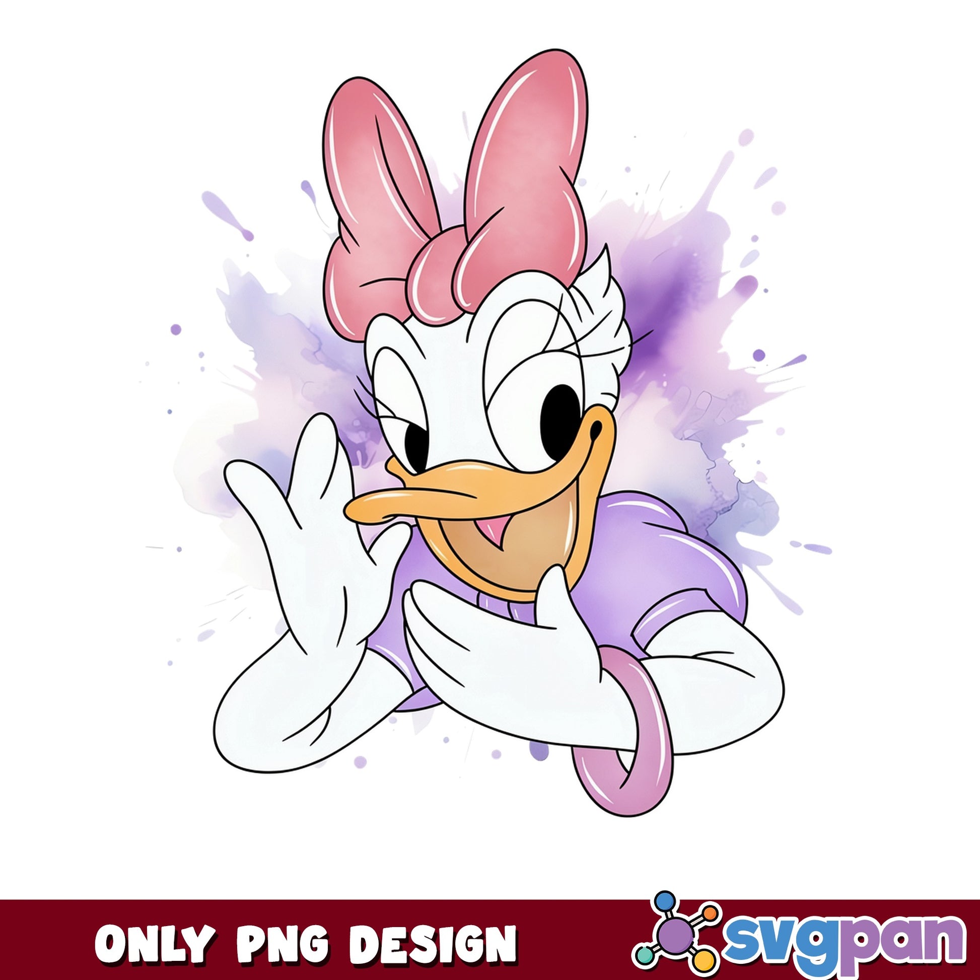 Daisy Duck Watercolor PNG, Disney Duck PNG, Cute Disney PNG