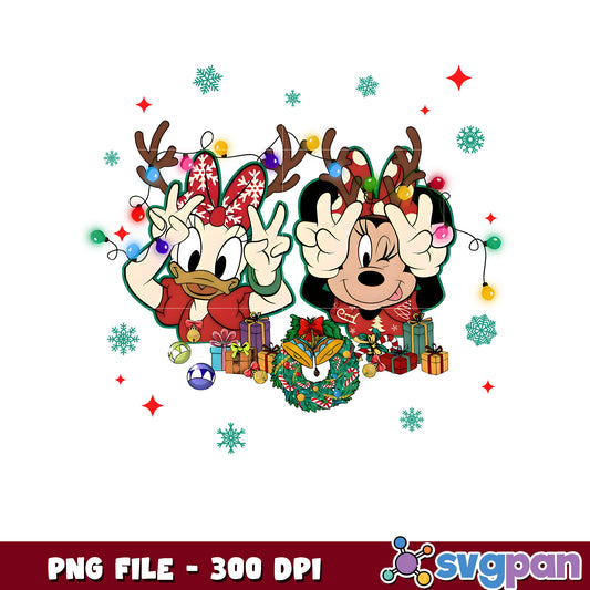 Daisy and minnie png, chistmas white png, winter png