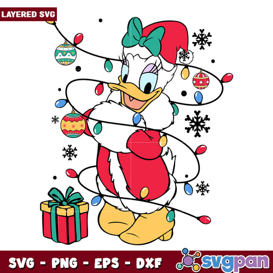 Daisy christmas svg, christmas lights svg, cartoon svg