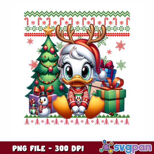 Daisy cute png, christmas cartoons png, christmas daisy png