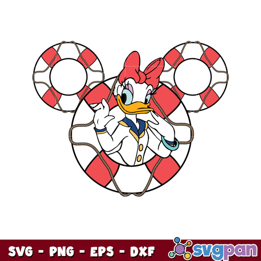 Daisy duck lifebuoy swimming design svg, daisy duck svg