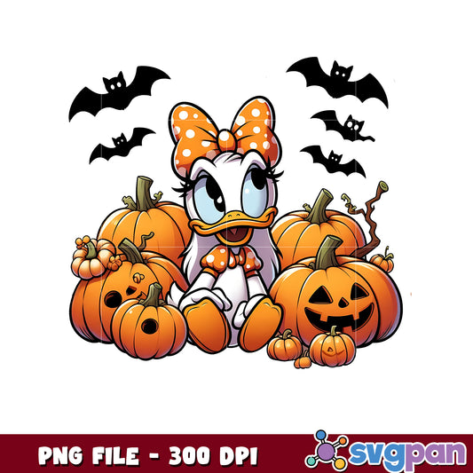 Daisy halloween pumpkin png, happy halloween png, halloween decor​ png