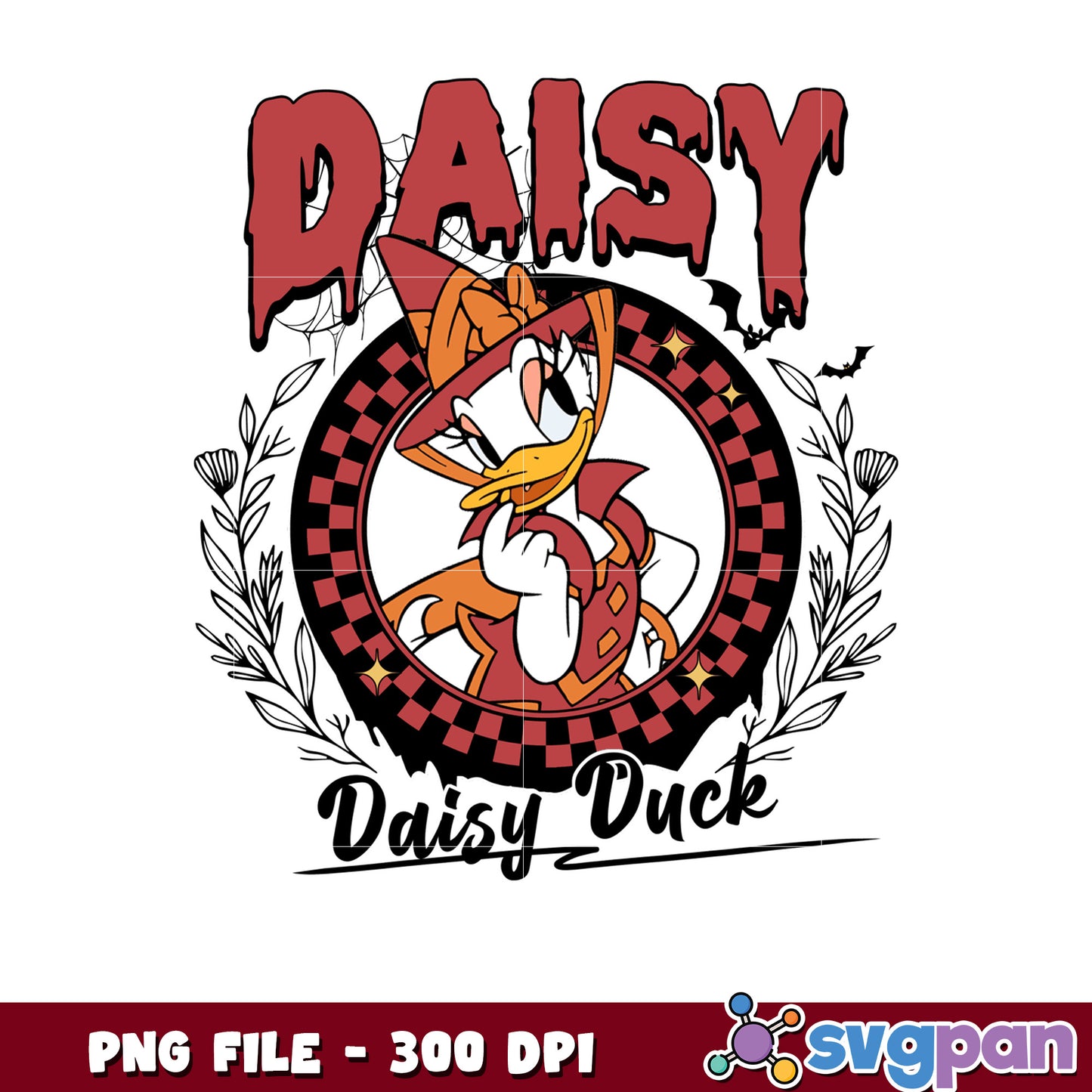 Daisy scary design png, halloween vacation png, disneyland halloween png