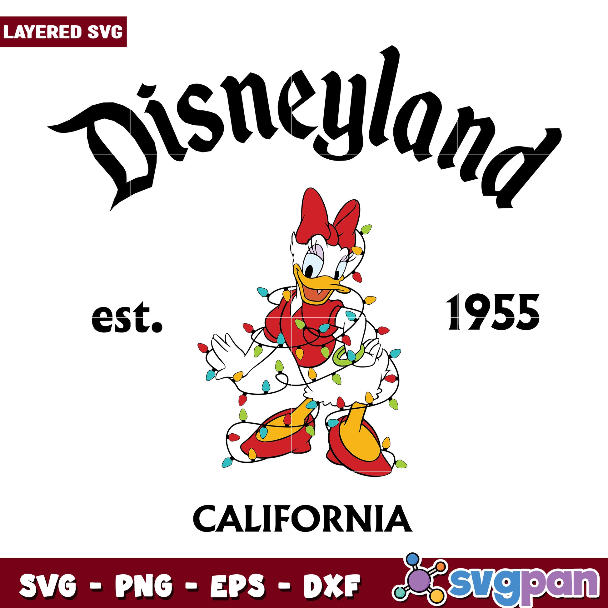 Daisyy disneyland svg, christmas lights svg, cartoon svg