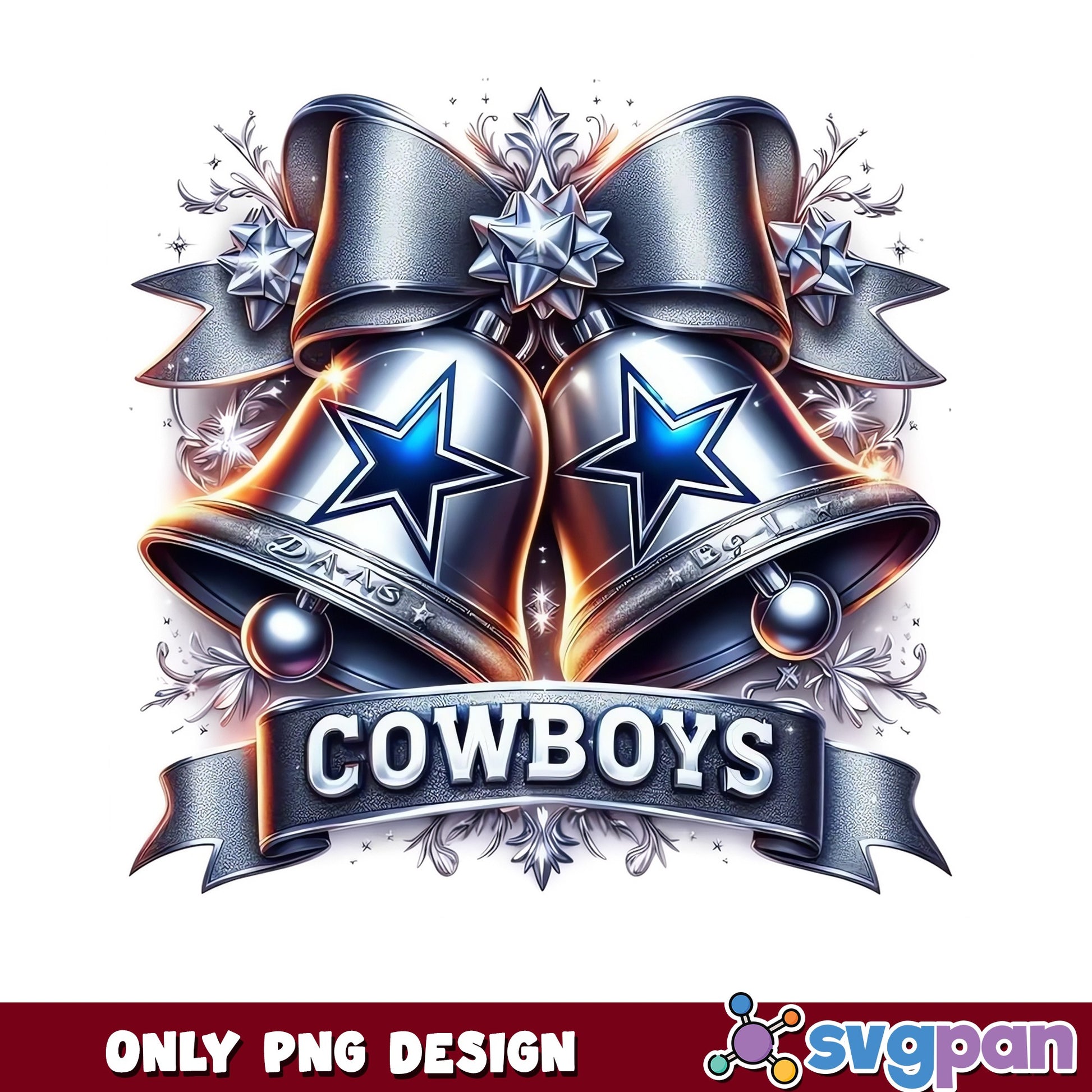 Dallas Cowboys Christmas Bells PNG, Cowboys NFL PNG, Football PNG