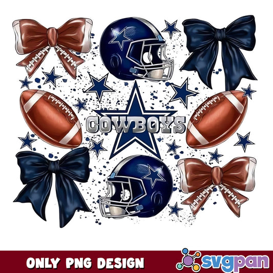 Dallas Cowboys Coquette Bow Football PNG, Cowboys PNG, NFL PNG