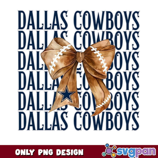 Dallas Cowboys Coquette Bow PNG, Football Bow PNG, NFL PNG