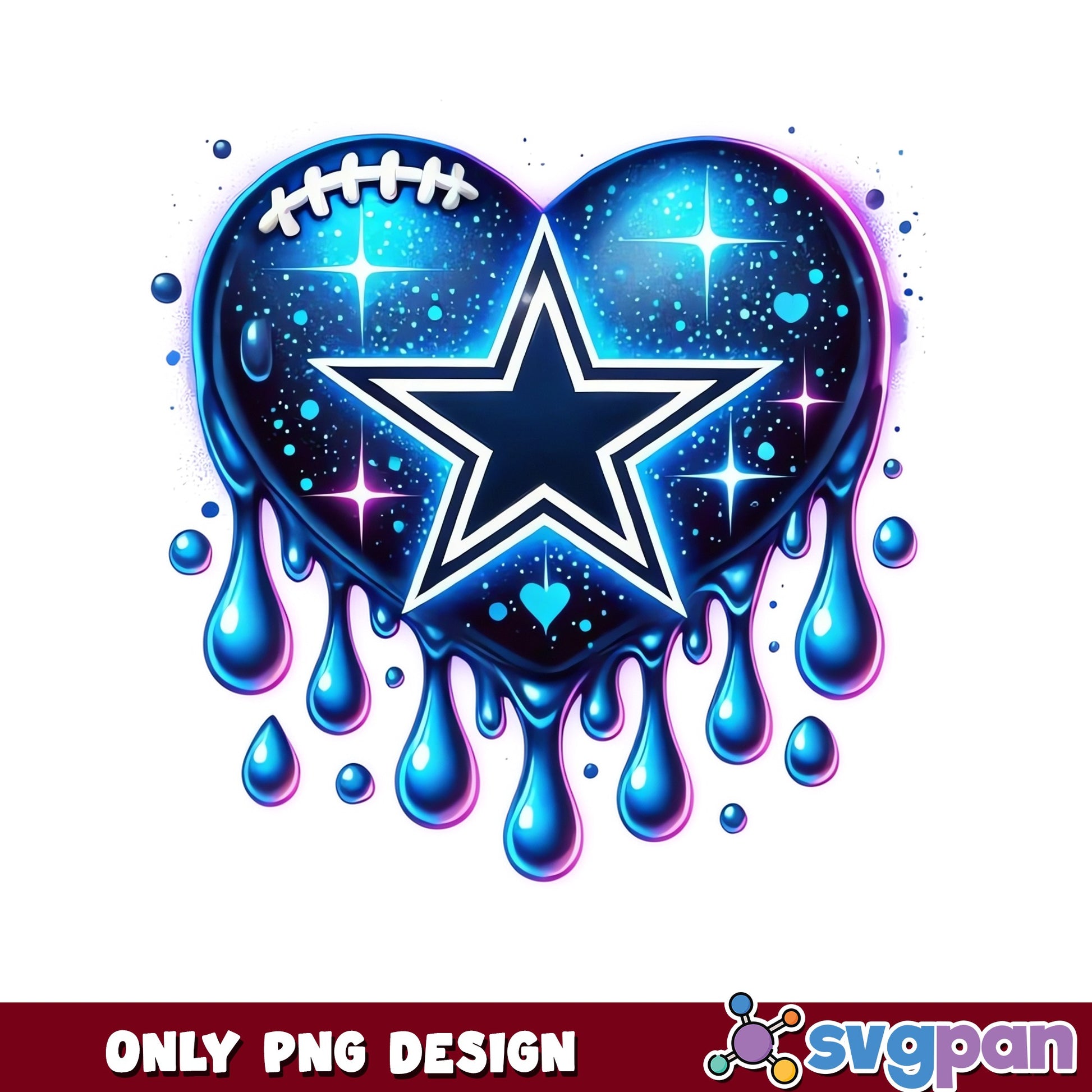 Dallas Cowboys Dripping Heart PNG, Football Galaxy PNG, NFL PNG