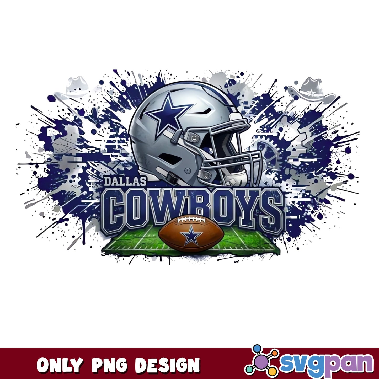 Dallas Cowboys Football Helmet Splatter PNG, NFL PNG, Football PNG