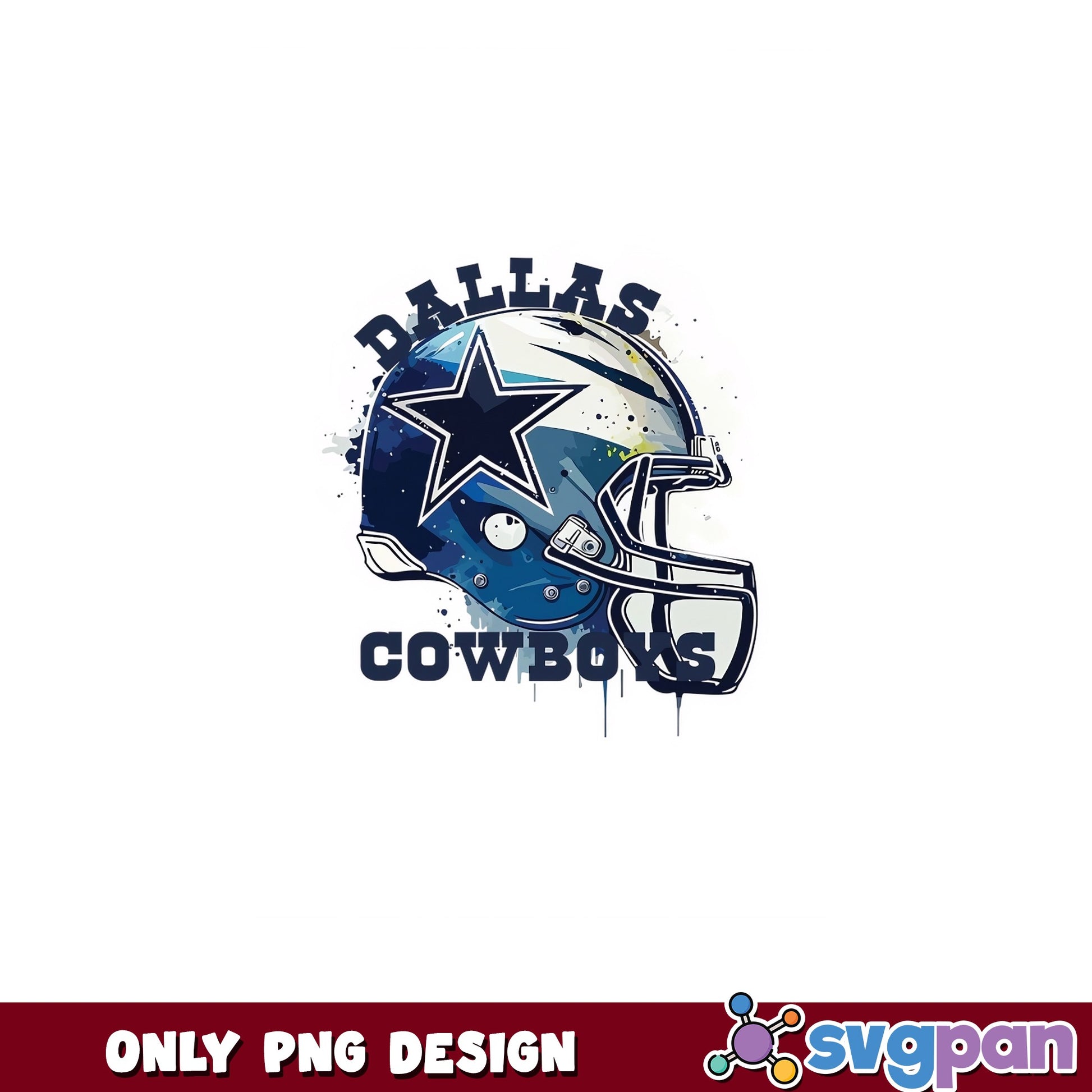 Dallas Cowboys Helmet Watercolor PNG, Cowboys Football PNG, NFL PNG