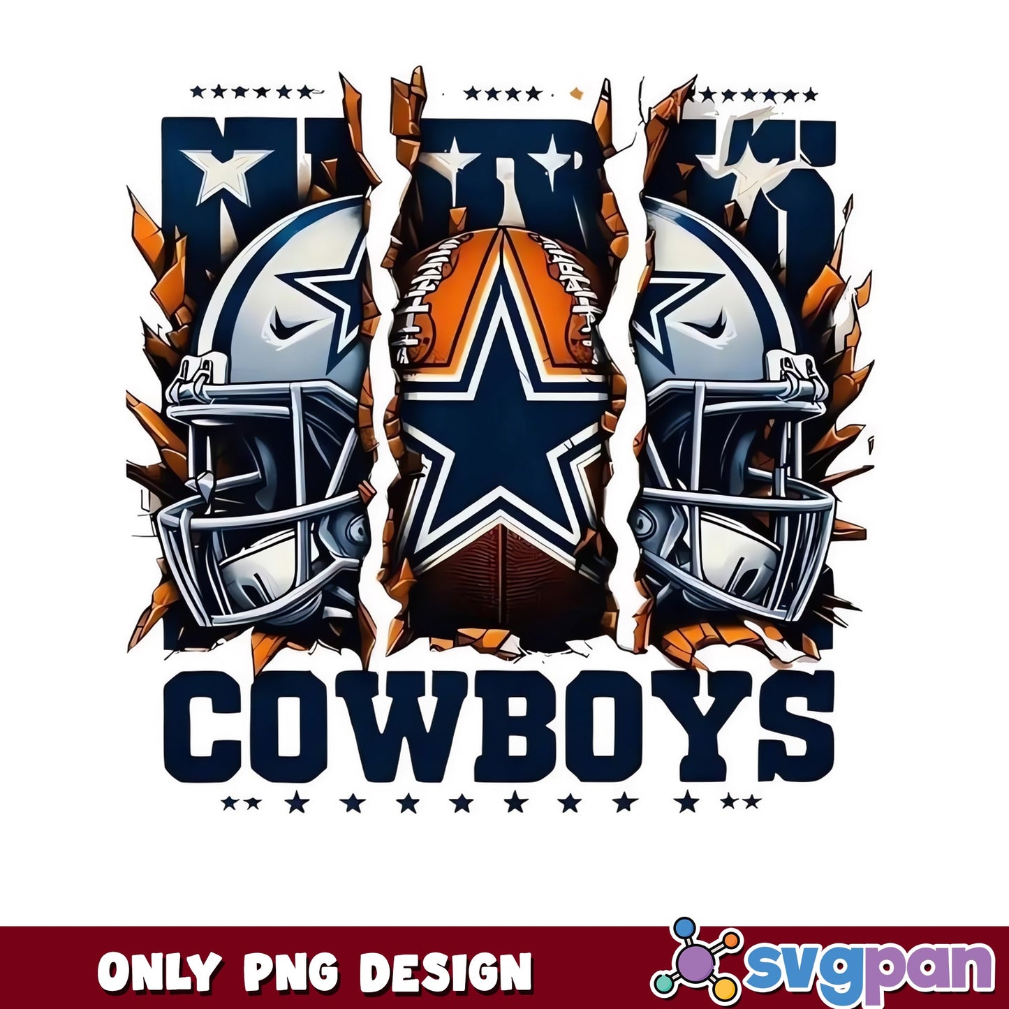Dallas Cowboys PNG, Football Helmet Breakout Design, NFL PNG