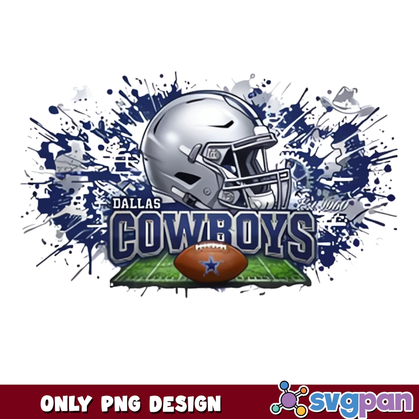 Dallas Cowboys PNG, NFL Football Helmet Splatter, Cowboys PNG