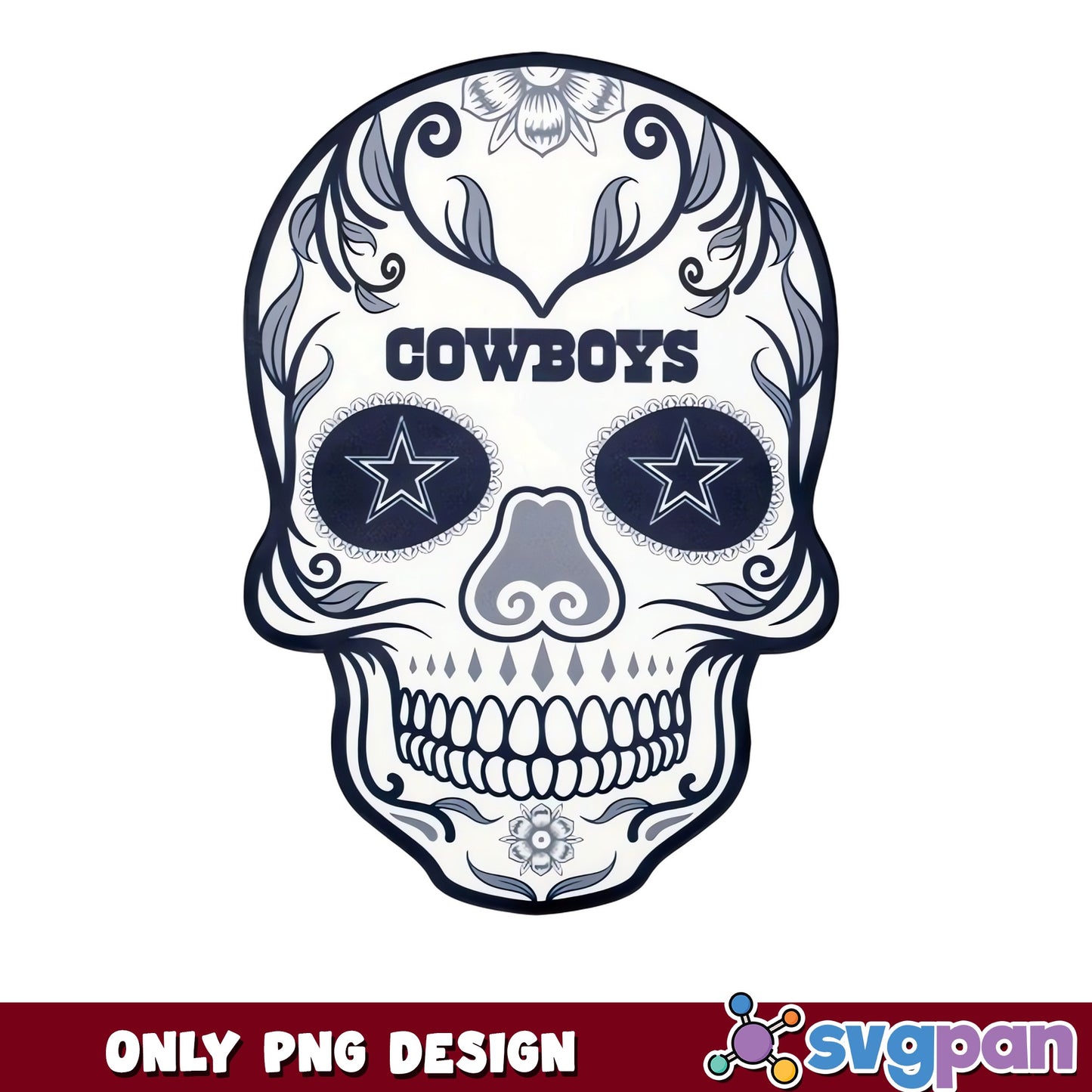 Dallas Cowboys Sugar Skull PNG, Cowboys Football, Halloween PNG