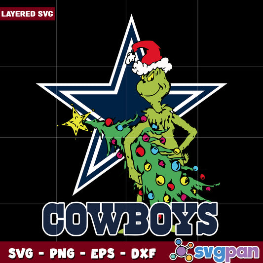 Dallas cowboy grinch svg, new year grinch svg, christmas season svg