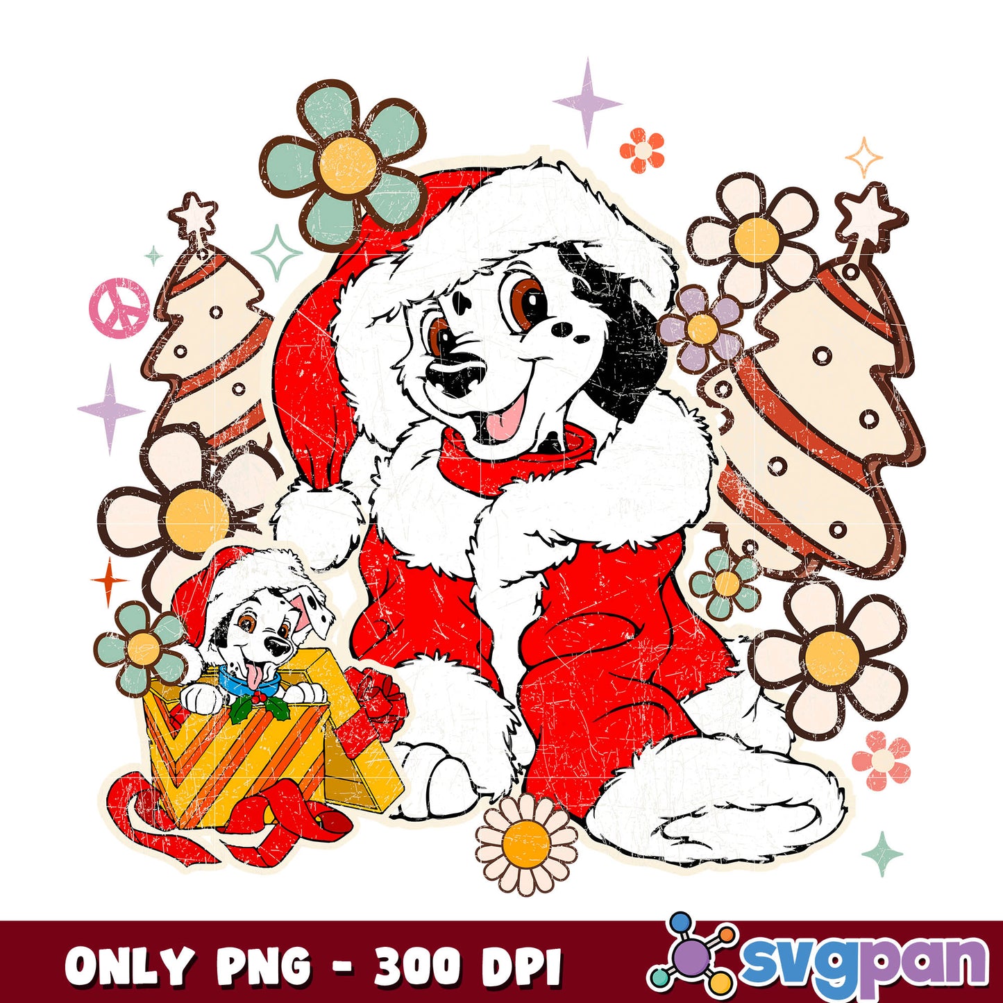 Dalmatian dog santa png