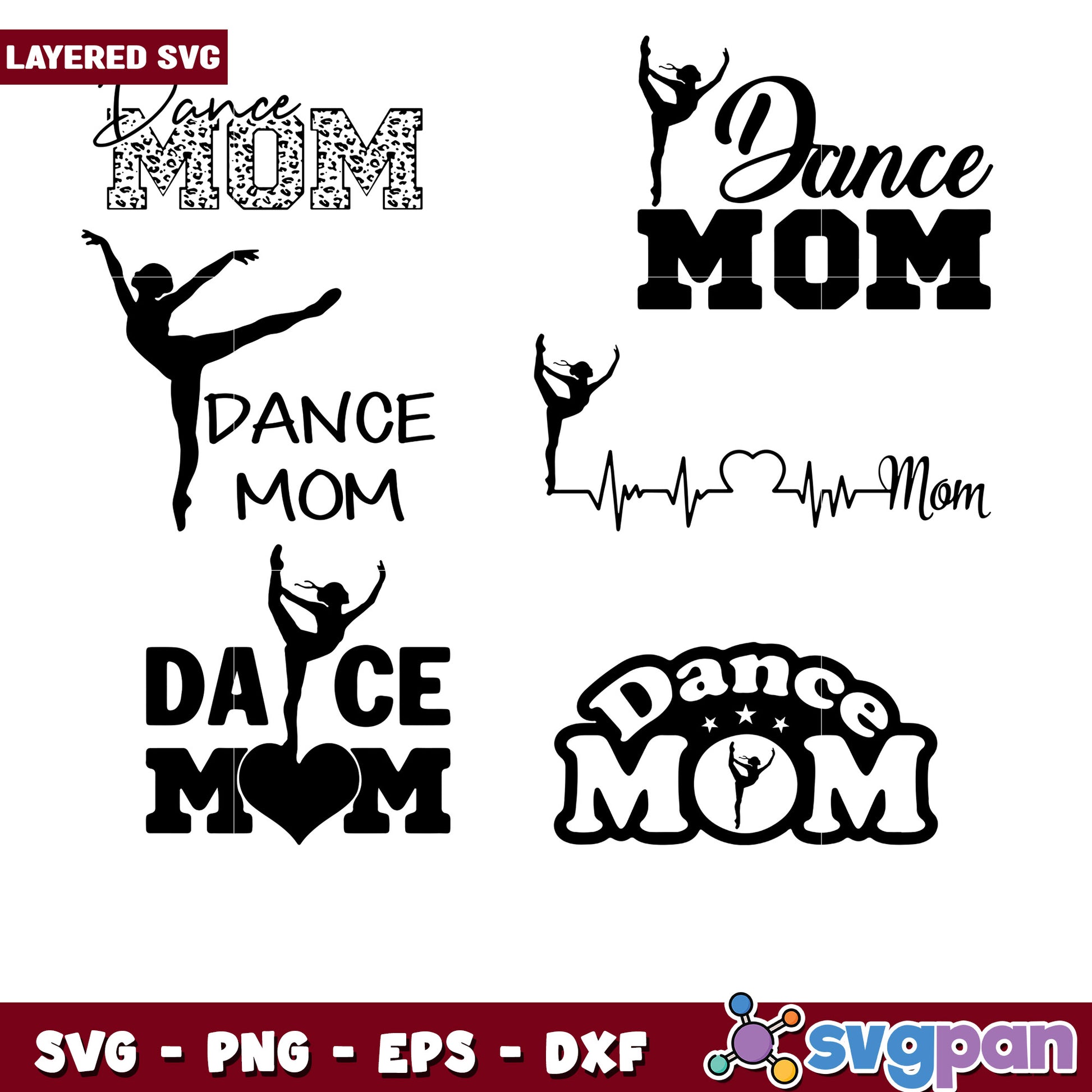 Dance Mom SVG Bundle 5 Layered Designs