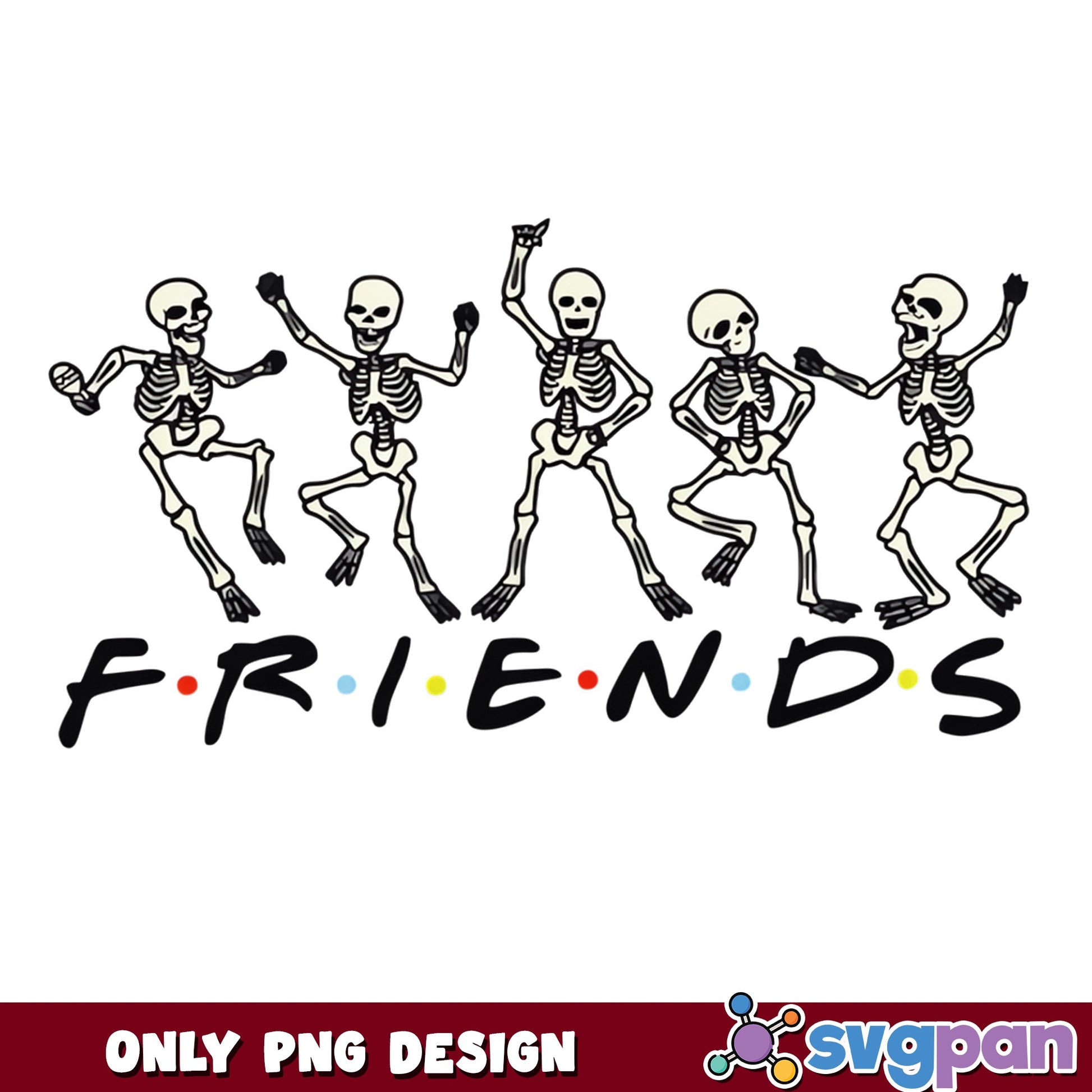Dancing Skeleton Friends Halloween PNG, Spooky PNG, Halloween PNG
