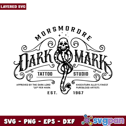 Dark Mark Tattoo Studio SVG Design, Unique Layered Artwork for Creators